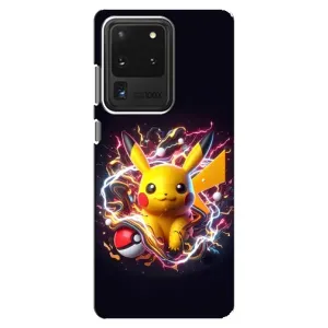 Чехол с Пикачу на Samsung Galaxy S20 Ultra (Пикачу с мячом)