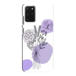 Силиконовый чехол с принтом в цветах на Samsung Galaxy S20 (Букет фиолетовая абстракция)