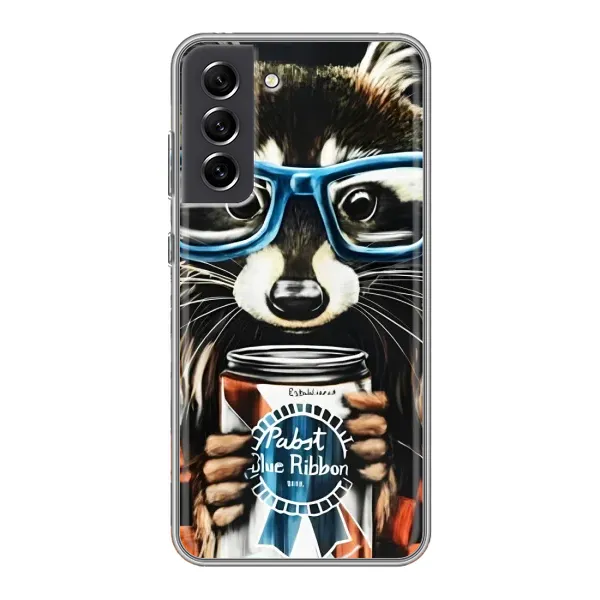 Чехол с принтом «Енот с банкой» для Samsung Galaxy S21 FE Чехол с принтом «Енот с банкой» для Samsung Galaxy S21 FE