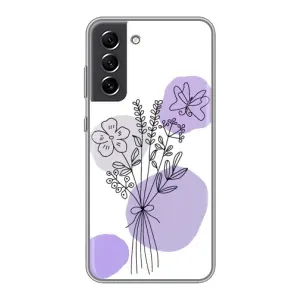Силиконовый чехол с принтом в цветах на Samsung Galaxy S21 FE (Букет фиолетовая абстракция)