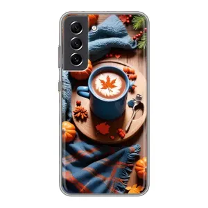 Чохол з унікальним дизайном 'Осінь з кавою' для Samsung Galaxy S21 FE (Кава і гарбузики)