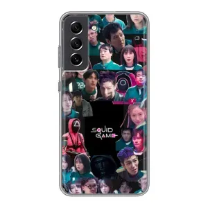 Чехол Гра в кальмара для Samsung Galaxy S21 FE (Коллаж Игра кальмара)