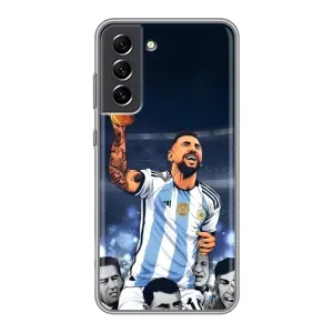 Чехлы для Samsung Galaxy S21 FE (Leo чемпион) (AlphaPrint) (Месси с кубком)