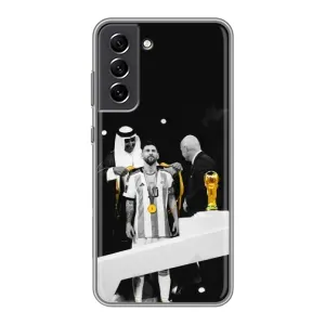 Чехлы для Samsung Galaxy S21 FE (Leo чемпион) (AlphaPrint) (Месси в накидке)