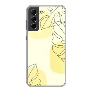 Силиконовый чехол с принтом в цветах на Samsung Galaxy S21 FE (Желтая монстера арт)