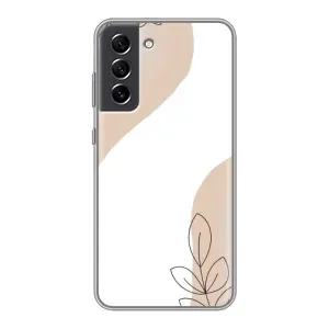 Силиконовый чехол с принтом в цветах на Samsung Galaxy S21 FE (Нюдовая веточка абстракция)
