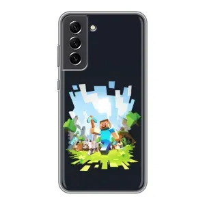 Чехол Майнкрафт на Samsung Galaxy S21 FE (AlphaPrint) Minecraft (персонажи Minecraft)