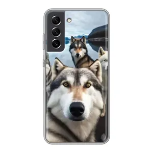 Чохол з Хаскі Samsung Galaxy S21 FE - (AlphaPrint) (Селфі Хаскі)