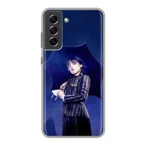 Чехлы Венсдей на Samsung Galaxy S21 FE Уэнсдей (AlphaPrint) (Уэнздей с зонтом)