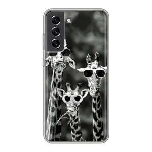 Силіконовий чохол з КАРТИНКАМИ літо для Samsung Galaxy S21 FE (AlphaPrint) (Жирафи в окулярах)