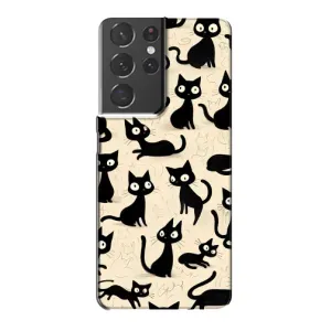 Чехол с рисунком кот на Samsung Galaxy S21 Plus (Черные коты)