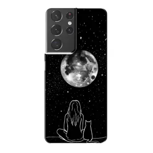 Чехол с рисунком кот на Samsung Galaxy S21 Plus (Девушка с котом)