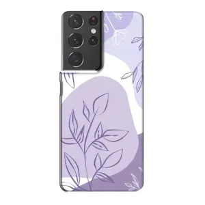 Силиконовый чехол с принтом в цветах на Samsung Galaxy S21 Plus (Фиолетовые листья абстракция)
