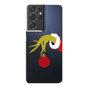 Зимні Чохли для Самсунг Галаксі S21 Plus - прозорий фон (Грінч з іграшкою)