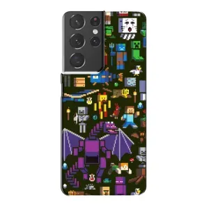 Чехол Майнкрафт на Samsung Galaxy S21 Plus (AlphaPrint) Minecraft (Коллаж Майнкрафт)
