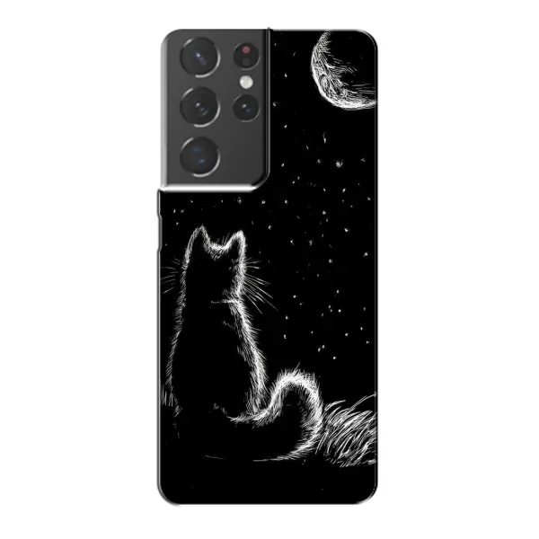 Чехол с принтом «Котик и луна» для Samsung Galaxy S21 Plus Чехол с принтом «Котик и луна» для Samsung Galaxy S21 Plus