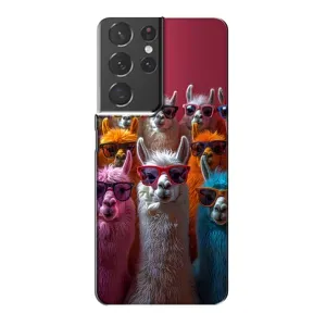 Чохол з принтом стильні тварини для Самсунг Галаксі S21 Plus (Лами в окулярах)