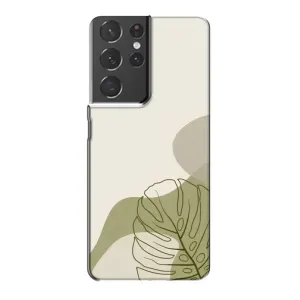 Силиконовый чехол с принтом в цветах на Samsung Galaxy S21 Plus (Зеленая монстера дизайн)