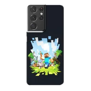 Чехол Майнкрафт на Samsung Galaxy S21 Plus (AlphaPrint) Minecraft (персонажи Minecraft)