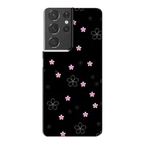 Чохол з розовим принтом для Samsung Galaxy S21 Plus (Рожеві квіти на чорному)