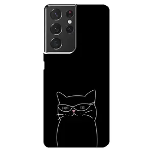 Чехол с рисунком кот на Samsung Galaxy S21 ultra (Равнодушный кот)