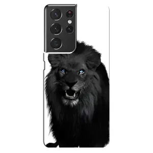 Чехлы с картинками животных Samsung Galaxy S21 ultra (Черный ЛЕВ)