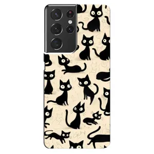 Чехол с рисунком кот на Samsung Galaxy S21 ultra (Черные коты)