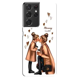 Чехол с печатью для Samsung Galaxy S21 ultra - (Мама с ребенком) (AlphaPrint) (Дочка и мама)