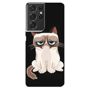 Чехол с принтом для Samsung Galaxy S21 ultra (AlphaPrint) Модные коты (Грустный кот)
