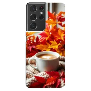 Чохол з унікальним дизайном 'Осінь з кавою' для Samsung Galaxy S21 ultra (Кава та листя)