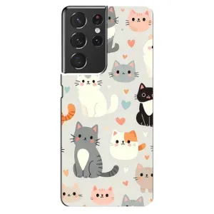 Чехол с рисунком кот на Samsung Galaxy S21 ultra (Коллаж котов)