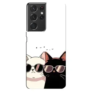 Чехол с рисунком кот на Samsung Galaxy S21 ultra (Коты в очках)