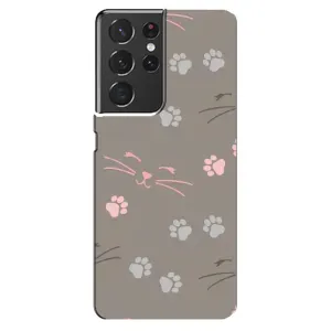 Чехол с рисунком кот на Samsung Galaxy S21 ultra (Лапы и усы)