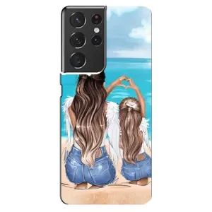 Чехол с печатью для Samsung Galaxy S21 ultra - (Мама с ребенком) (AlphaPrint) (Мама с доченькой)