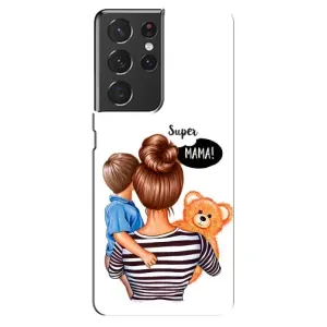 Чехол с печатью для Samsung Galaxy S21 ultra - (Мама с ребенком) (AlphaPrint) (Мама с сыном)