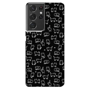 Чехол с принтом для Samsung Galaxy S21 ultra (AlphaPrint) Модные коты (Меленькие котики)