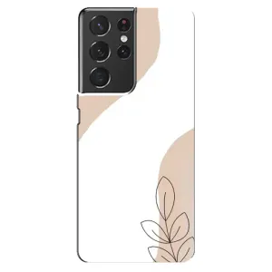 Силиконовый чехол с принтом в цветах на Samsung Galaxy S21 ultra (Нюдовая веточка абстракция)