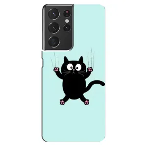 Чехол с принтом для Samsung Galaxy S21 ultra (AlphaPrint) Модные коты (Падающий кот)