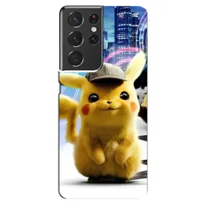 Чехол с Пикачу на Samsung Galaxy S21 ultra (Пикачу в городе)