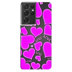 Чехлы для любимой на Самсунг S21 Ультра (VPrint) (Pink hearts)