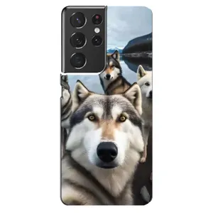 Чехол с Хаски для Samsung Galaxy S21 ultra - (AlphaPrint) (Селфи ХАски)