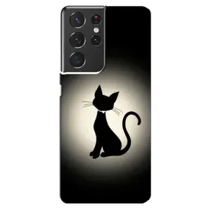 Чехол с принтом для Samsung Galaxy S21 ultra (AlphaPrint) Модные коты (Силуэт котика)