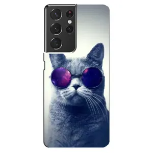 Чехол с принтом для Samsung Galaxy S21 ultra (AlphaPrint) Модные коты (Стильный кот)