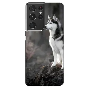 Чехол с Хаски для Samsung Galaxy S21 ultra - (AlphaPrint) (Верный пес)