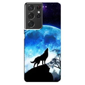 Защитные чехлы для Самсунг S21 Ультра (AlphaPrint) (ХИТ продаж) ВОЛК (Волк на луну)