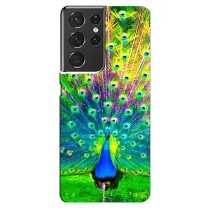 Чехол с птицами на Samsung Galaxy S21 ultra (VPrint) (Яркий Павлин)