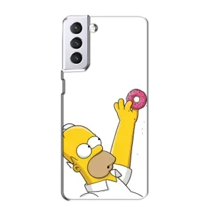 Чехол с Симпсонами для Samsung Galaxy S21 (VPrint) (Гомер с пончиком)