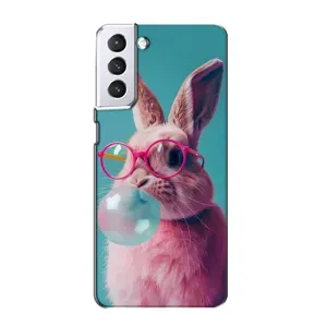 Чохол з принтом стильні тварини для Samsung Galaxy S21 (Кролик в окулярах)