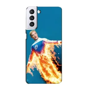 Чехол с принтом Фантастическая четверка для Samsung Galaxy S21 (Человек-факел в огне)