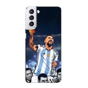 Чехлы для Samsung Galaxy S21 (Leo чемпион) (AlphaPrint) (Месси с кубком)
